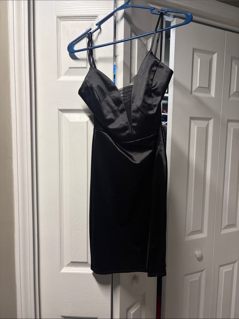Classic Black Satin Slip Dress